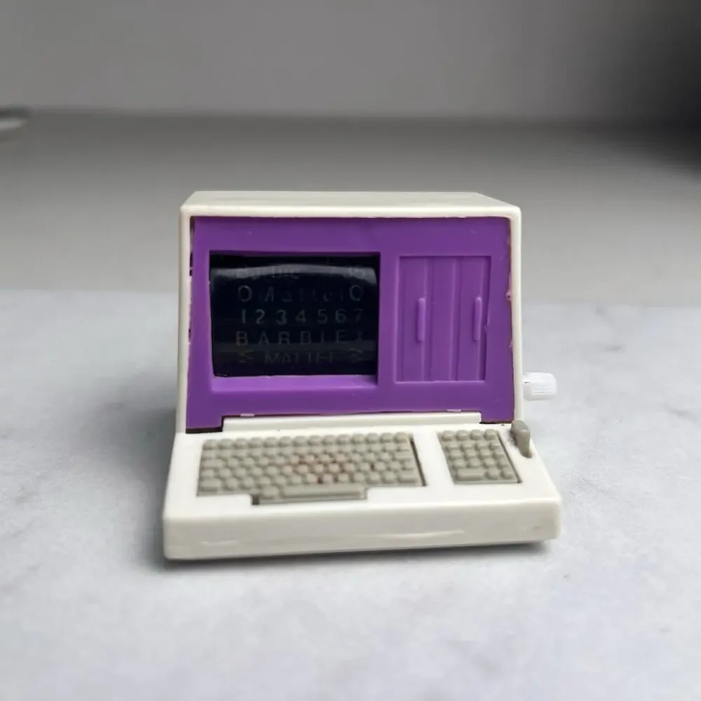 Vintage Barbie Computer Accessory 1989 Mattel Purple Screen Windup Toy WORKS - Picture 2 of 11